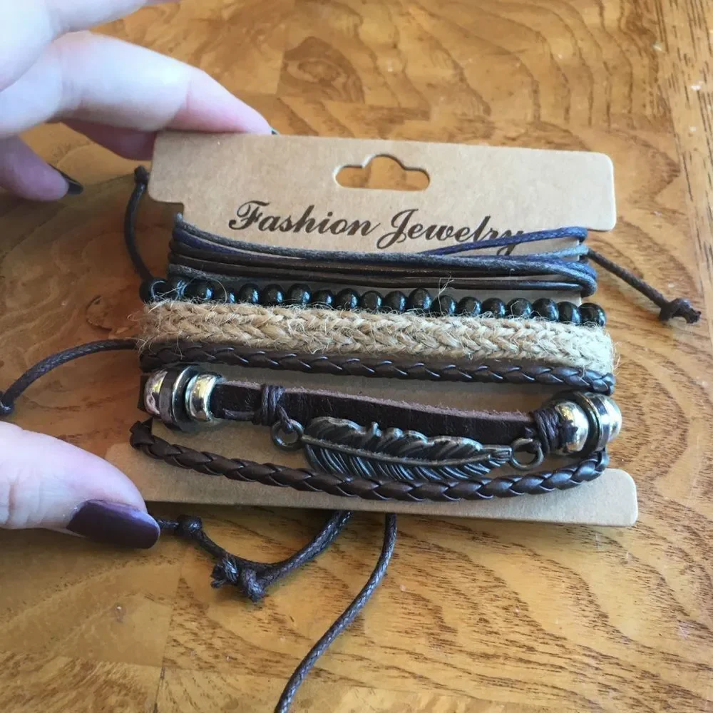 MEN’S LEATHER Feathered Wing Bracelets!